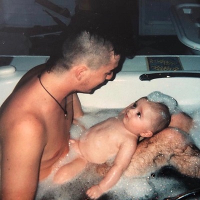 Lowe's husband Danny Goffey with their child. Know more about Pearl marriage, husband, children, kids, and other marital details